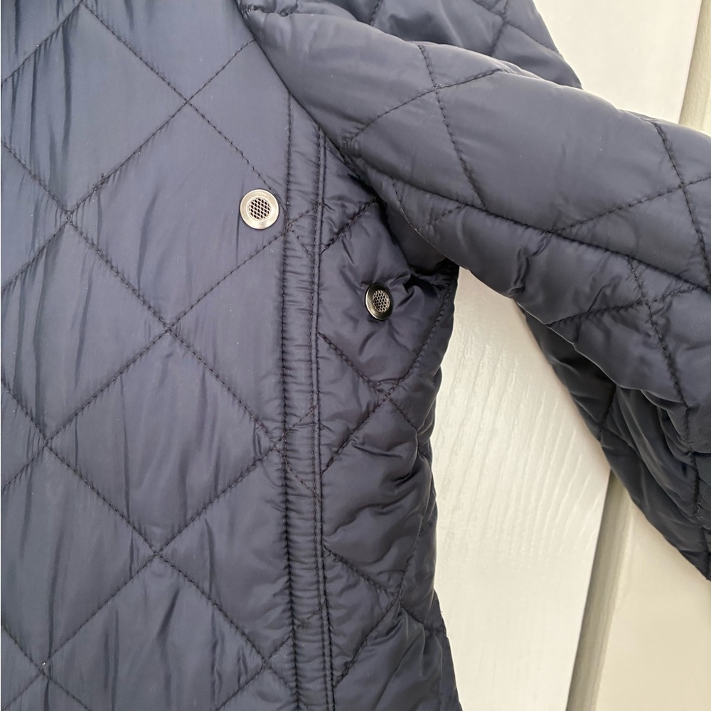 Burberry lDark Blue Quilted Pea Coat Car jacket with Black Shearling Collar L - Picture 6 of 12